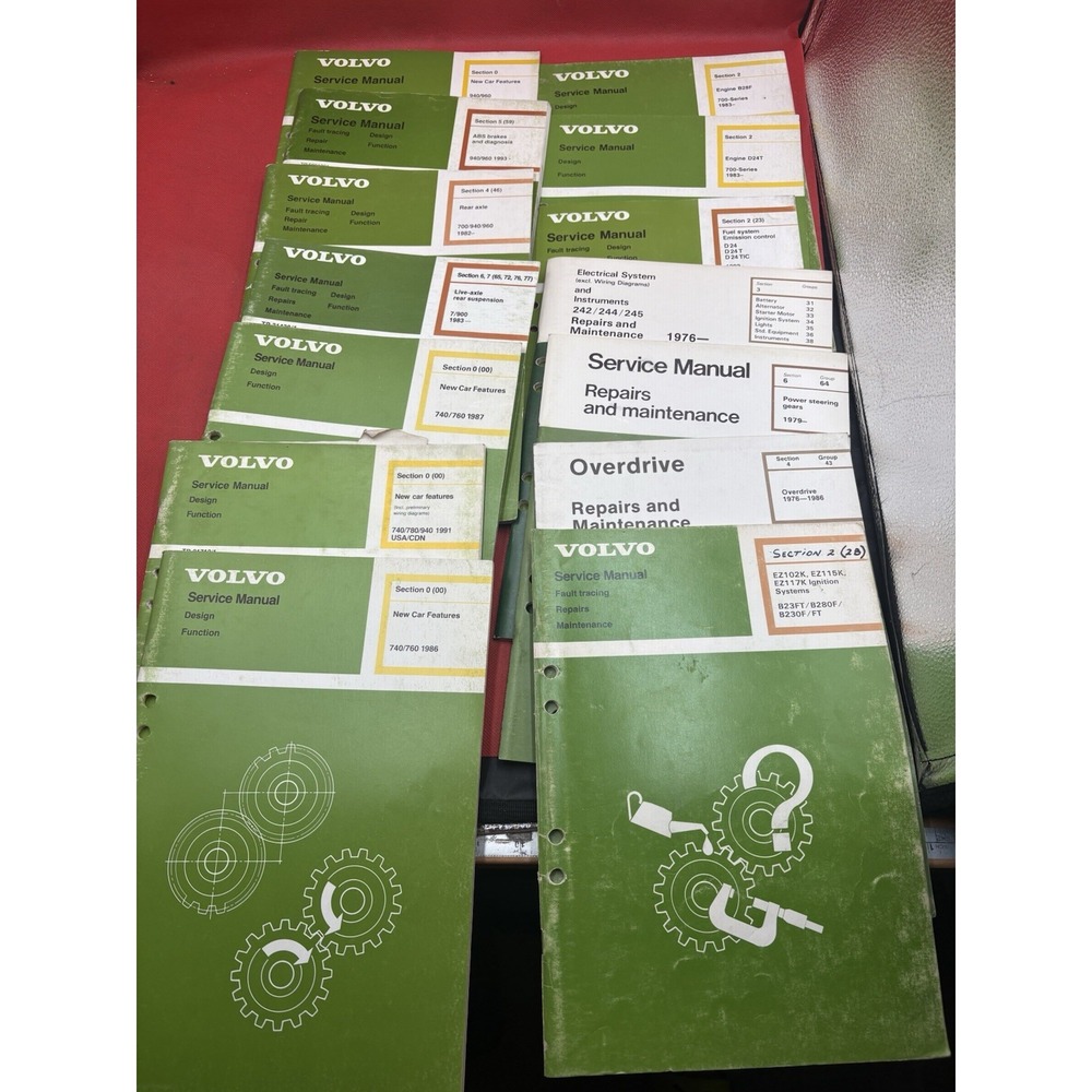 Lot of 14 Volvo Factory Service Repair Manuals 240 740 760 780 940 960